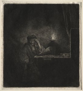 Kopia av Student vid ett bord vid levande ljus av Pierre Auguste Renoir