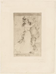 Dance in the Country, ca 1890 (etsning i brungrått på elfenbensfärgat papper) av Pierre-Auguste Renoir