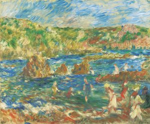 Barn på stranden Guernsey, ca 1883 av Pierre Auguste Renoir