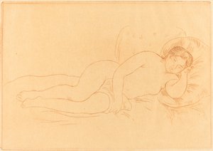 Naken liggande kvinnlig Femme nue couchee, 1906. av Pierre Auguste Renoir