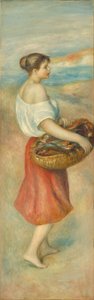 Flicka med en fiskkorg, ca. 1889. av Pierre Auguste Renoir