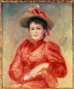 Ung kvinna med rött livstycke av Pierre Auguste Renoir