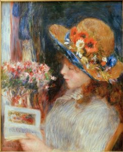 Ung flicka som läser av Pierre Auguste Renoir