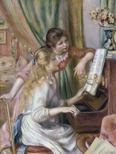 Unga flickor vid pianot av Pierre Auguste Renoir