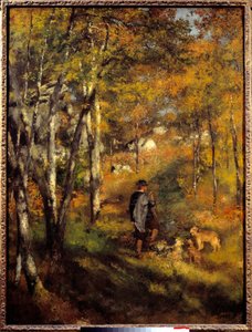 Jules Lecoeur och hans hundar i Fontainebleau-skogen. Målning av Pierre Auguste Renoir (1841-1919) av Pierre Auguste Renoir