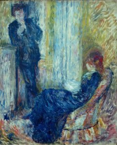 Konversationen. Rivière och Margot. I hörnet av den öppna spisen av Pierre Auguste Renoir