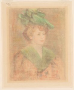Dam med grön hatt Mlle. Dieterle, sent 1800-tidigt 1900-tal. av Pierre Auguste Renoir