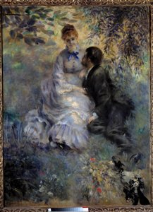 Älskare. Par som sitter i en trädgård. Målning av Pierre Auguste Renoir (1841-1919) av Pierre Auguste Renoir