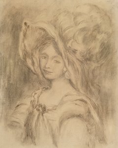 Mme Dieterle in a Hat, ca 1896 (kol på papper) av Pierre Auguste Renoir