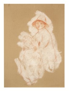 Mor och barn (Maternity) (sanguine och vit krita på papper som lagts på duk) av Pierre Auguste Renoir