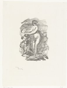 Naken kvinna som står bredvid vinstockar Femme au cep de vigne av Pierre Auguste Renoir