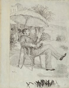 On the Terrace of a Hotel in Bordighera: Målaren Jean Martin recenserar sin räkning (Illustration till Edmond Renoirs "L