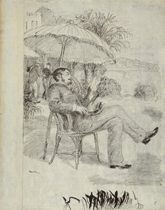 On the Terrace of a Hotel in Bordighera: Målaren Jean Martin recenserar sin Bill, 1881 av Pierre Auguste Renoir