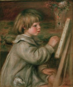 Porträtt av målningen Claude Renoir. Claude vid staffliet av Pierre Auguste Renoir