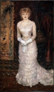 Porträtt av skådespelerskan Jeanne Samary (Comedie Francaise). Målning av Pierre Auguste Renoir (Pierre-Auguste Renoir av Pierre Auguste Renoir