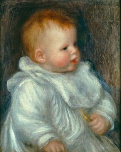 Porträtt av Coco mot en blå bakgrund av Pierre Auguste Renoir