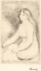 Sittande badare Baigneuse assise, ca. 1905. av Pierre Auguste Renoir