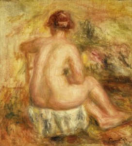 Sittande kvinnlig naken, sikt bakifrån; Sittande naken kvinna, bakifrån, 1917
