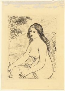 Sittande naken kvinna av Pierre Auguste Renoir