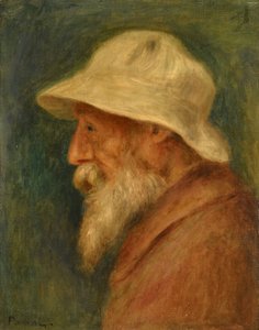 Självporträtt med vit hatt av Renoir, Pierre Auguste (1841-1919) av Pierre Auguste Renoir
