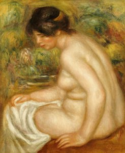 Sidovy av en sittande badare av Pierre Auguste Renoir