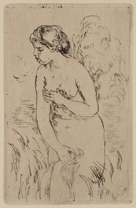 The Bather, ca 1890 (tuschetsning på papper) av Pierre Auguste Renoir