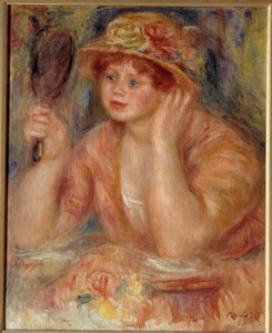 Kvinnan i spegeln. Målning av Pierre Auguste Renoir (1841-1919) av Pierre Auguste Renoir