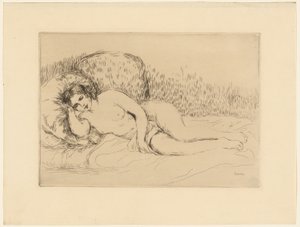 Liggande kvinna, till vänster av Pierre Auguste Renoir