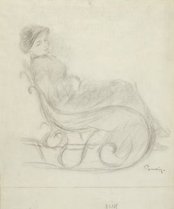Kvinna som sitter i en stol (recto); Kvinna i en stol, sedd bakifrån (verso) av Pierre Auguste Renoir