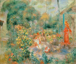 Unga flickor i trädgården på Montmartre av Pierre Auguste Renoir