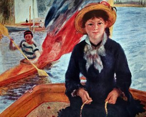 Ung kvinna i en båt (Lise Trehot) av Pierre Auguste Renoir