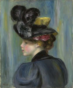 Ung kvinna med svart hatt; Ung kvinna i en svart hatt, 1895 av Pierre Auguste Renoir