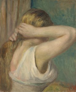 Ung flicka med höjda armar, ca 1895 (olja på duk) av Pierre Auguste Renoir
