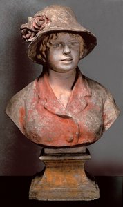 skulptur av Aline Charigot, Mrs. Renoir, ca 1900 (polykrom gips) av Pierre Auguste Renoir
