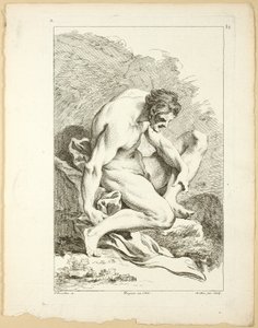 Figur, från First Book of Academie Figurer graverad delvis av professorerna i Royal Academy av Pierre Aveline