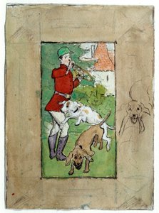 En jägare med sina hundar teckning av Pierre Bonnard av Pierre Bonnard