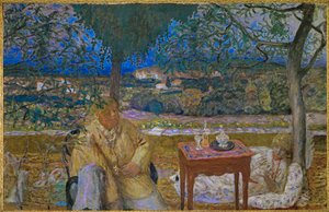 Conversation en Provence olja på duk) av Pierre Bonnard