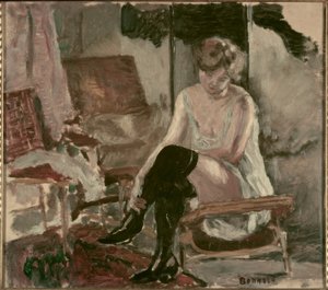 Studie av en ung kvinna på sin långa schäslong av Pierre Bonnard