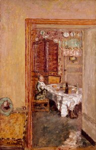 Liten pojke i matsalen. Målning av Pierre Bonnard (1867-1947) 1898 Engelsk privat samling av Pierre Bonnard