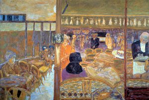 Place Clichy i Paris på kvällen, kaféet i Little Poucet av Pierre Bonnard