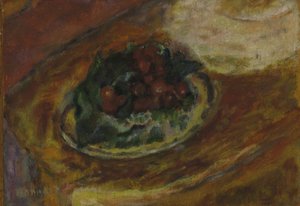 Stilleben: Körsbär, ca 1942 (olja på träpanel) av Pierre Bonnard