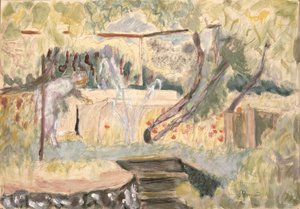 Studie för kvinna i en trädgård (wc och penna) av Pierre Bonnard