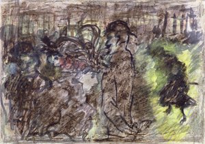 The Square, Evening, 1899 (pastell, wc och bläck på papper) av Pierre Bonnard