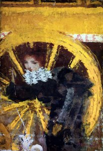 Omnibus Ung kvinna och hennes hund nära hjulen på en vagn. Målning av Pierre Bonnard (1867-1947) 1895 Collection Vicomtesse de Maublanc av Pierre Bonnard