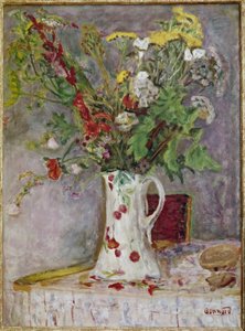 Vas med blommor (olja på duk av Pierre Bonnard
