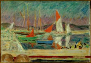 Segelbåtar i hamnen i Saint-Tropez av Pierre Bonnard