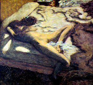 Kvinna som lutar sig på en säng, eller The Indolent Woman, 1899 av Pierre Bonnard