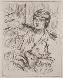 Kvinna med hund, illustration från "Dingo" av Octave Mirbeau av Pierre Bonnard