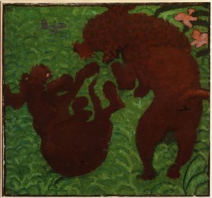 Två lekande hundar av Pierre Bonnard
