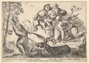 Änglar som lyfter jungfru och barn, 1610-42. av Pierre Brebiette